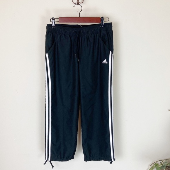 Adidas Elastic Waist Draw String Striped Windpants - Picture 8 of 9